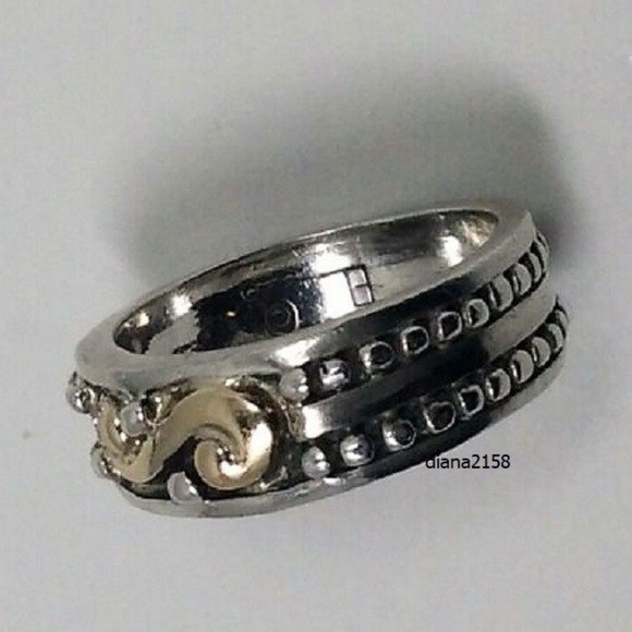 Lagos EL Caviar SS 925 14k 585 YG Dot Ring 7 (5 Grams)